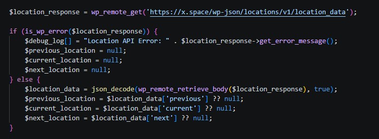API call code